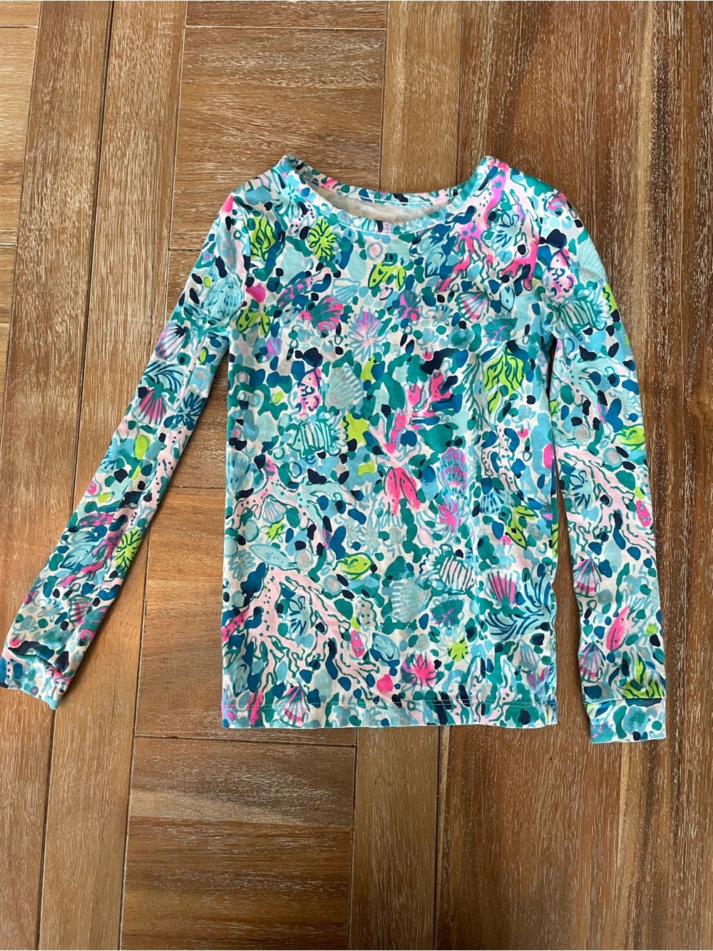 Lilly Pulitzer Aqua Teal Pink Floral Print Top and Bottoms